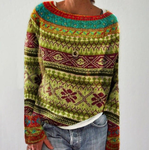 Street-Wave Knit Pullover For Everyday Wear With Vintage Nordic Pattern Comfortable And Trendy