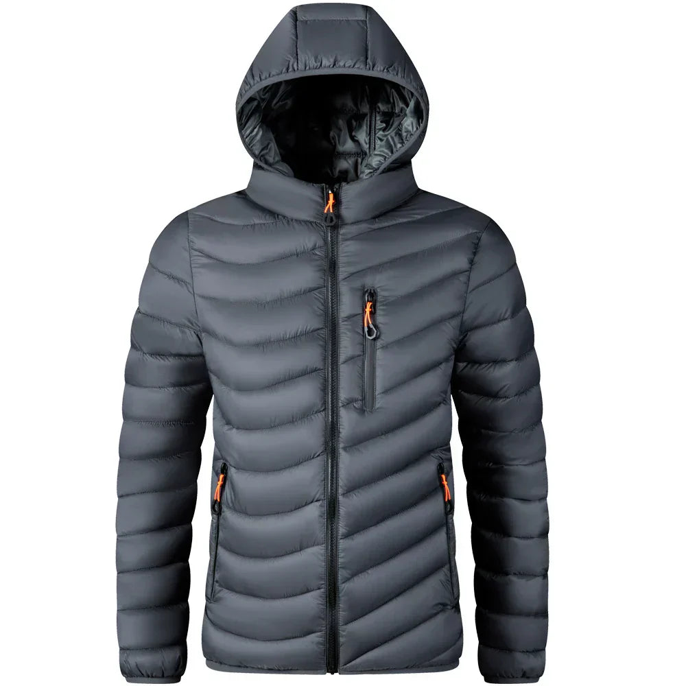 Street-wave Lightweight Hooded Puffer Jacket for Unisex All-Season Warmth and Practical Comfort