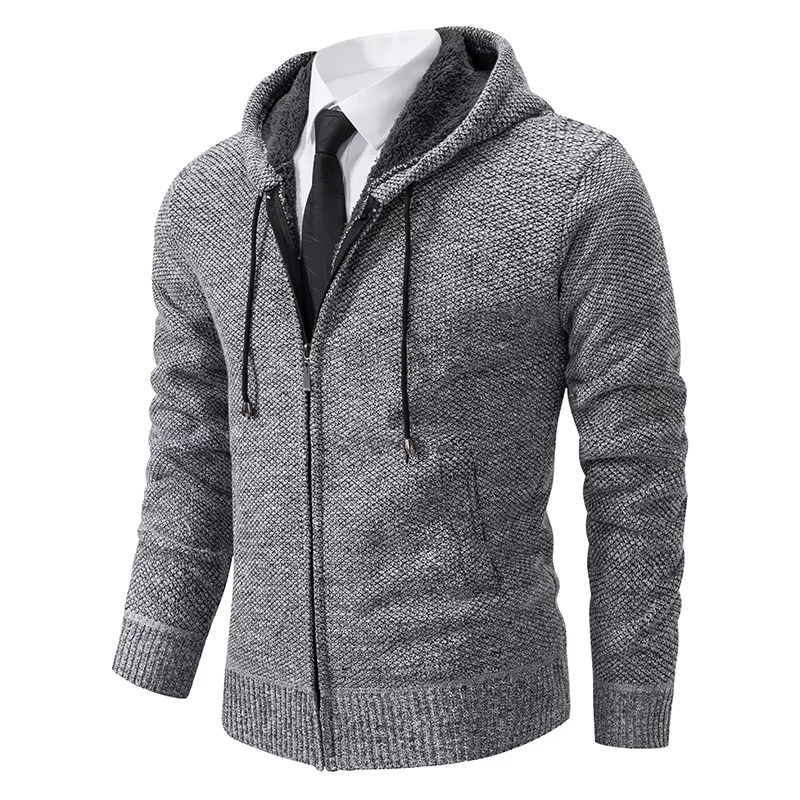 Men's Fleece Lined Stand Collar Zip Cardigan Warm Casual Jacket For Fall And Winter