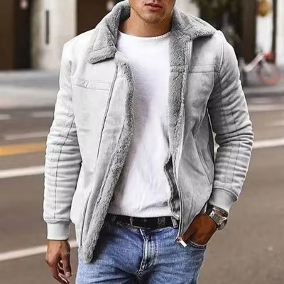 Men's Faux Fur Pilot Bomber Jacket With Shearling Lining Warm Winter Coat For Cold Weather