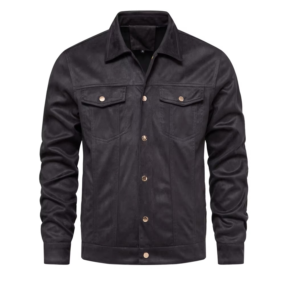 Street-Wave Mens Luxury Suede Leather Jacket With Classic Turn Down Collar For Winter Warmth And Style