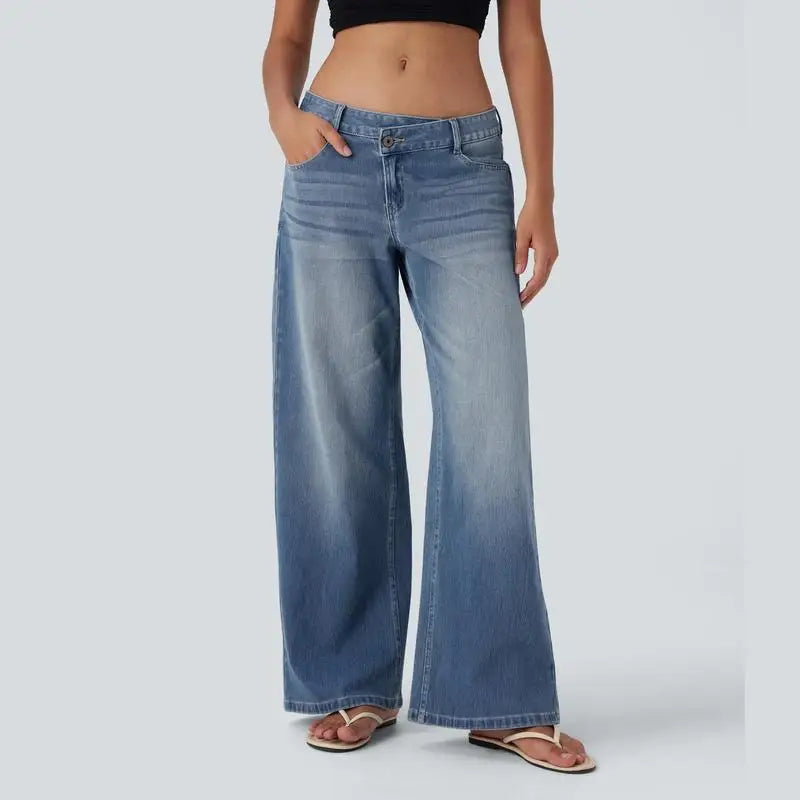 Street-Wave Serenity Baggy Wide-Leg Jeans Comfort Women