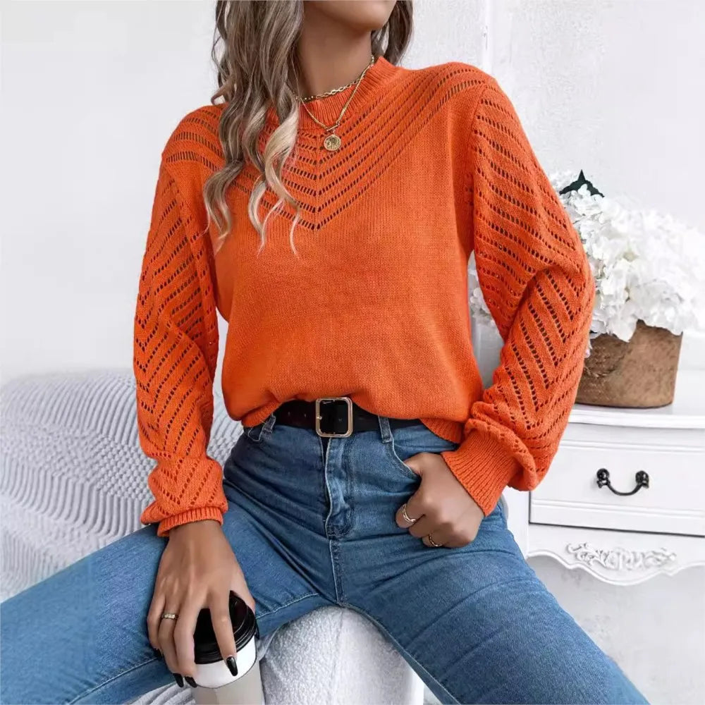 Street-Wave Lantern Sleeve Knit Pullover For Women Soft Breathable Cozy Warmth All Day