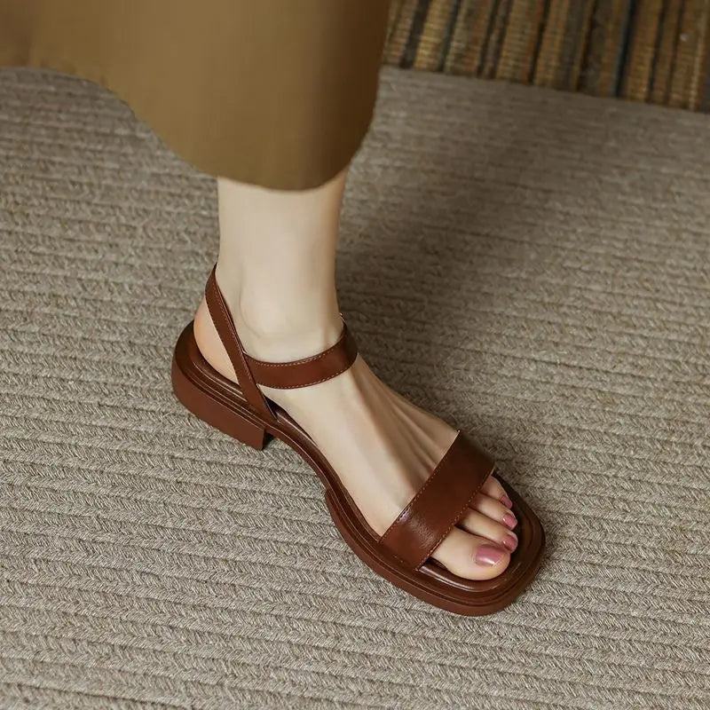 Women's Slip-On Sandals with Buckle Detail and Easy Fit