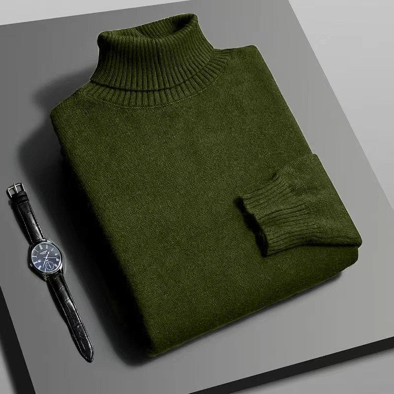 Men's Premium Knitted Turtleneck Sweater Slim Fit Long Sleeve Pullover For Everyday Warmth And Modern Style