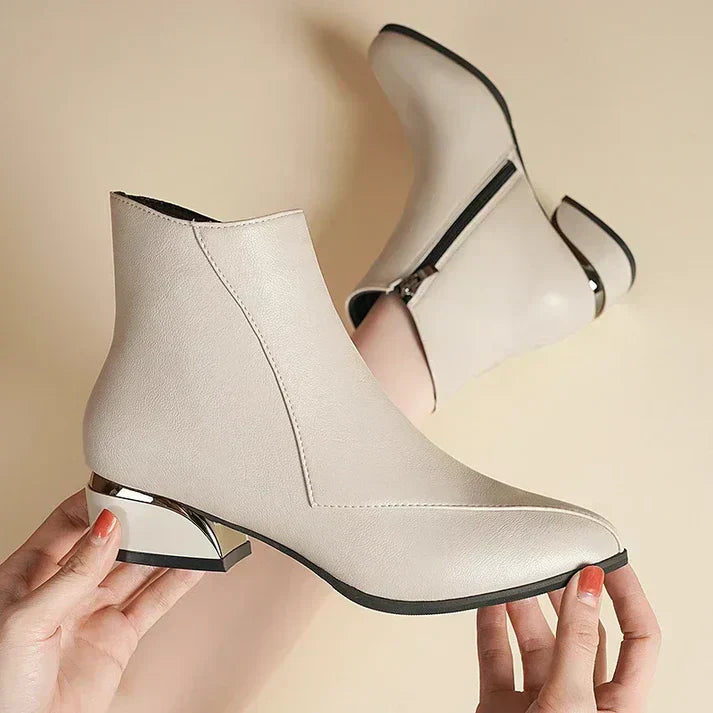 Street-wave Zip Ankle Boots With Block Heel For Women Elegant All Day Comfort Versatile For Day Or Night