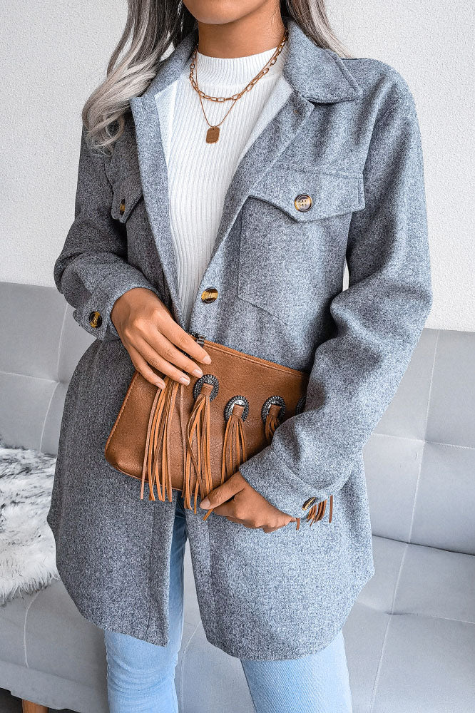 Street-Wave Wool Coat With Belted Waist And Removable Collar For Women Cozy Yet Chic Outerwear