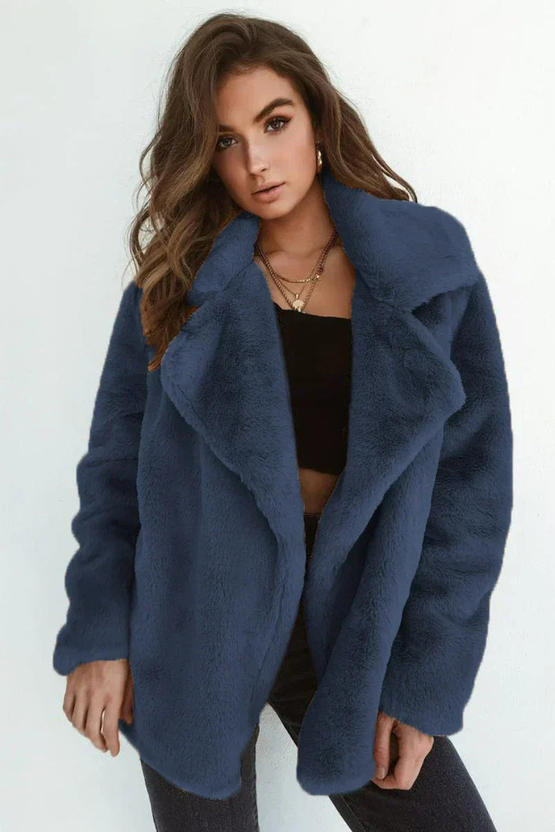 Street Wave Plush Pink Coat For Women Warm Cozy Faux Fur Outerwear Premium Fashion Essential