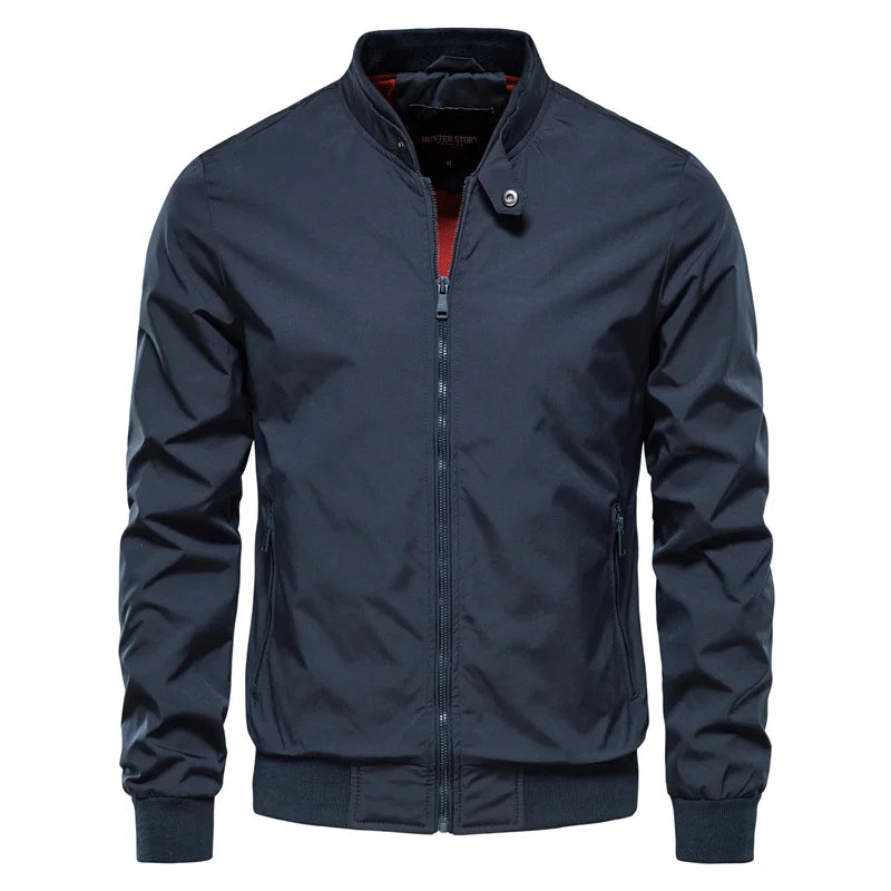 Street-wave Lightweight Bomber Jacket For Men Olive Green Modern Casual Style Versatile Wear