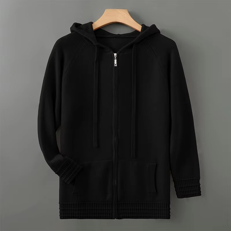 Men's Merino Wool Hooded Cardigan Sweater Jacket Sizes S-XXXL Warmth With Refined Style