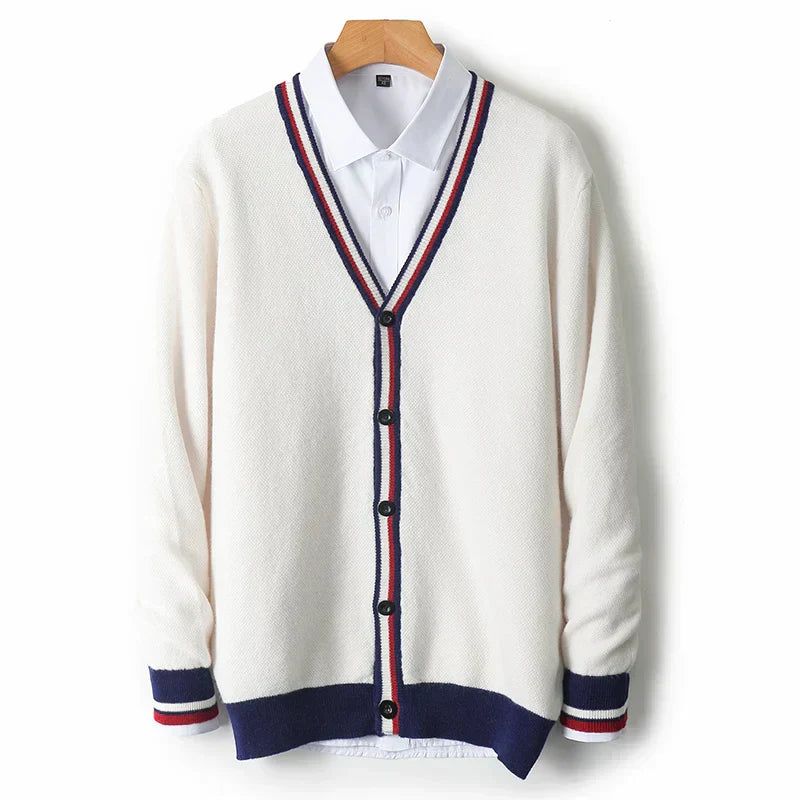 Men's Cardigan Wool Blend Relaxed Fit V Neck Button Closure Ribbed Edges Casual Everyday Knit Sweater