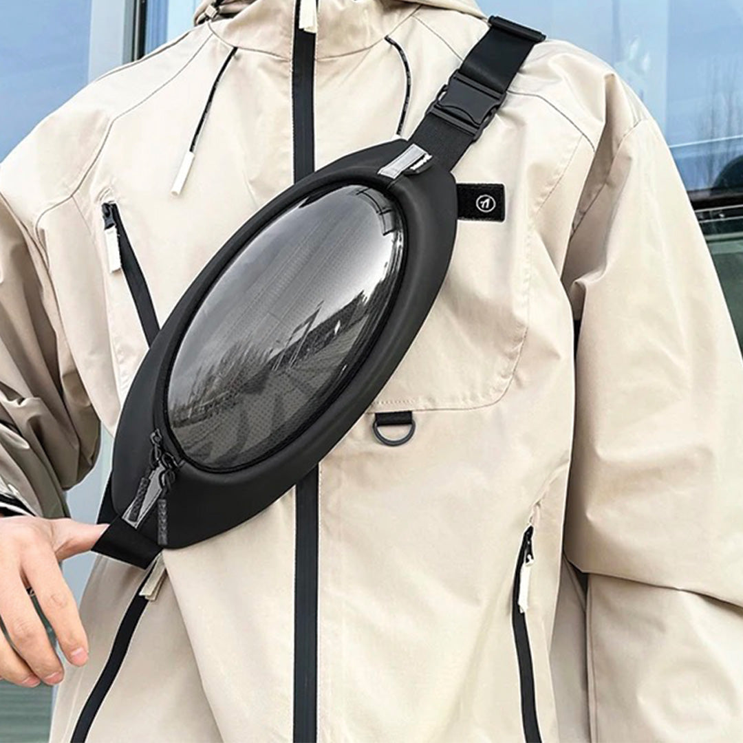Street-Wave Luna Crossbody Bag Transparent Waterproof Oval Design With Versatile Carrying Options
