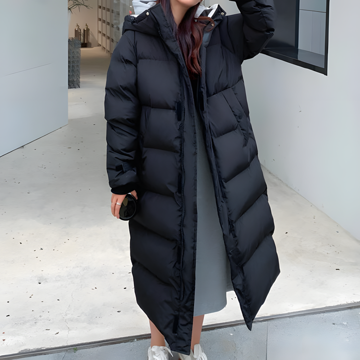 Street-Wave Women's Puffer Winter Jacket With Hood Full Zip For Warm Stylish Winter