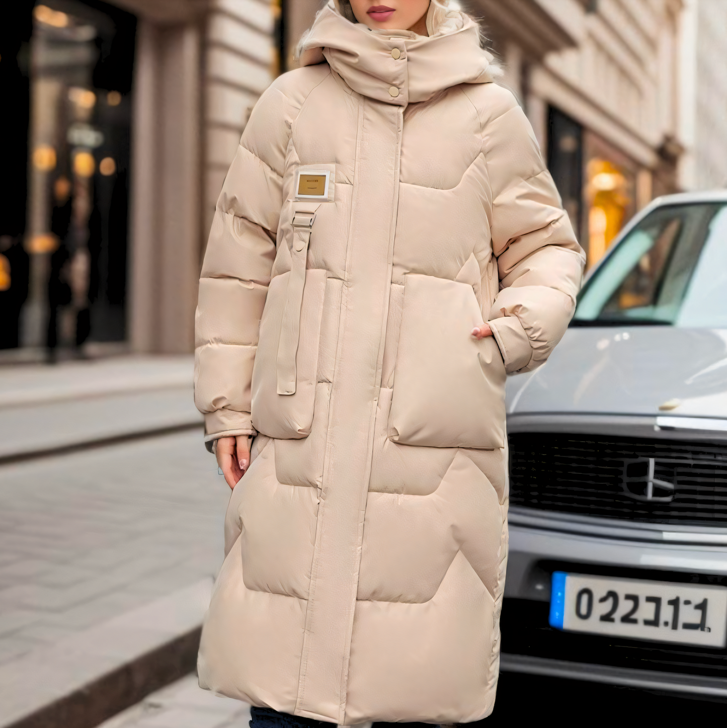 Street-Wave Long Hooded Puffer Jacket For Women, Quilted Insulated Coat With Relaxed Fit