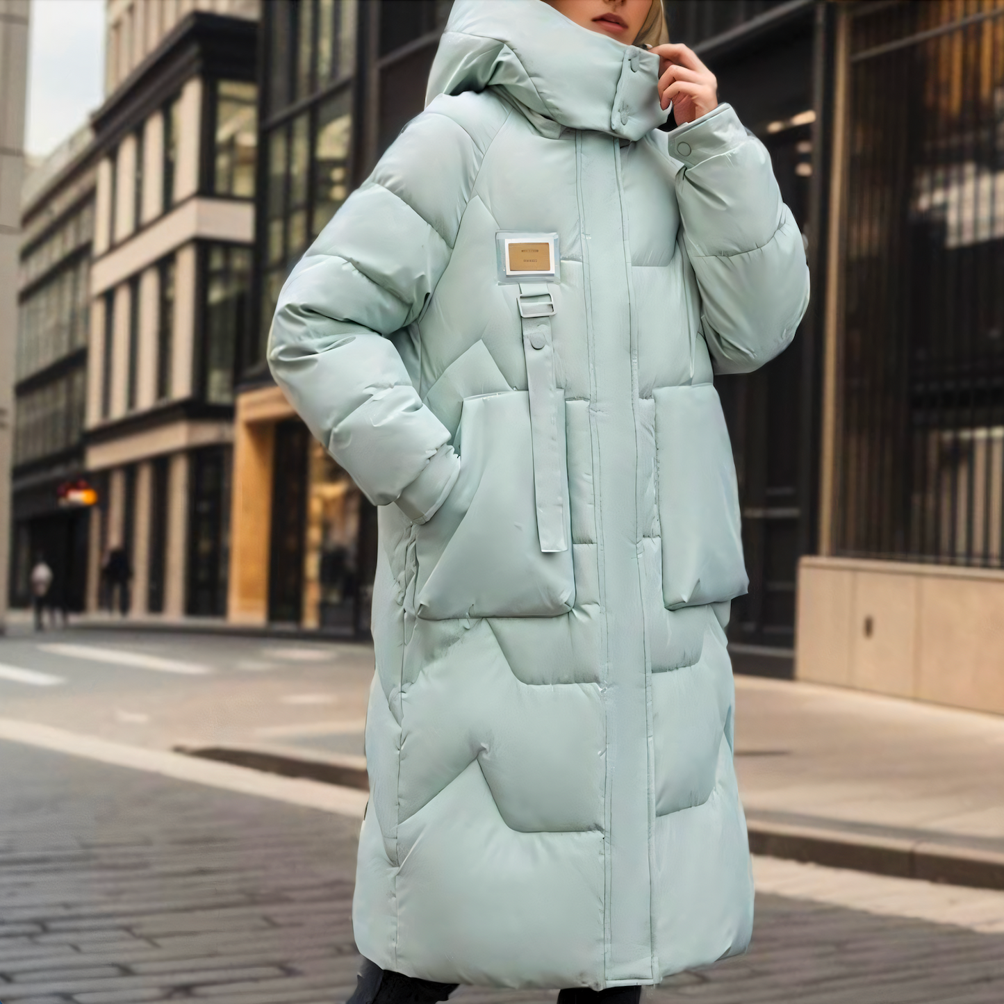 Street-Wave Long Hooded Puffer Jacket For Women, Quilted Insulated Coat With Relaxed Fit