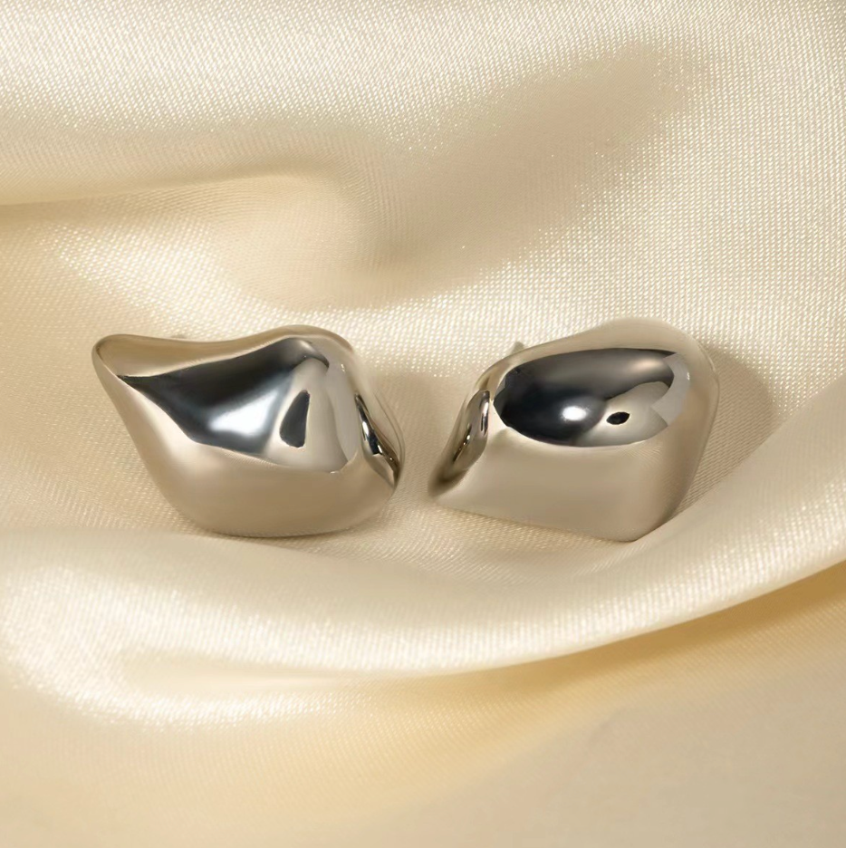 Street Wave Teardrop Earrings Gold Tone For Women Elegant Old Money Style Luxury Jewelry