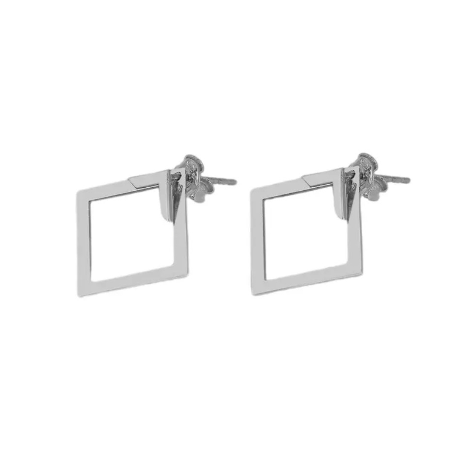 Geometric Diamond Earrings Titanium Steel For Women Streetwave Luxurious Minimalist Jewelry