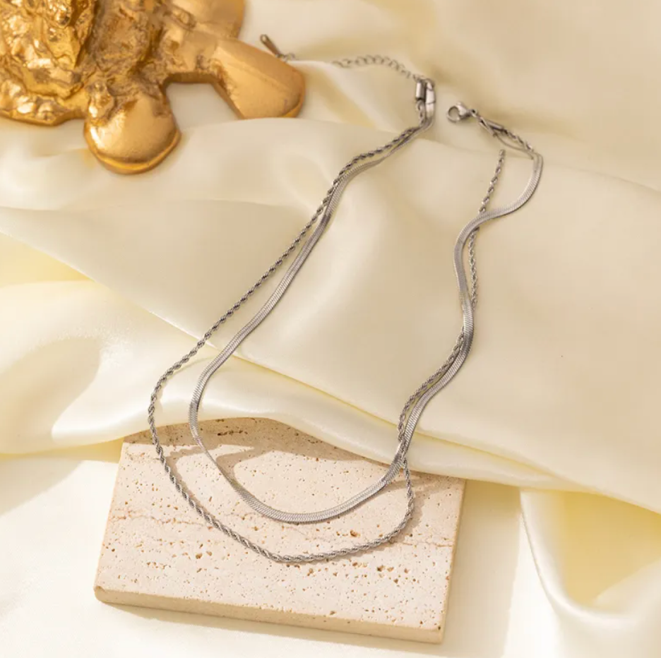 Gold Tone Double Layer Necklace For Women Old Money Style By Streetwave Elegant Titanium Steel