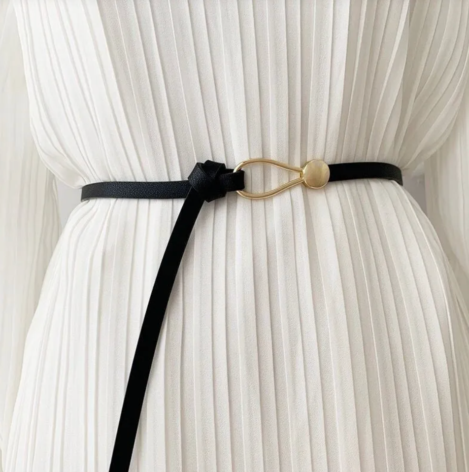 PU Leather Belt With Knot Detail In Old Money Style For Women Street-Wave Timeless Accessory