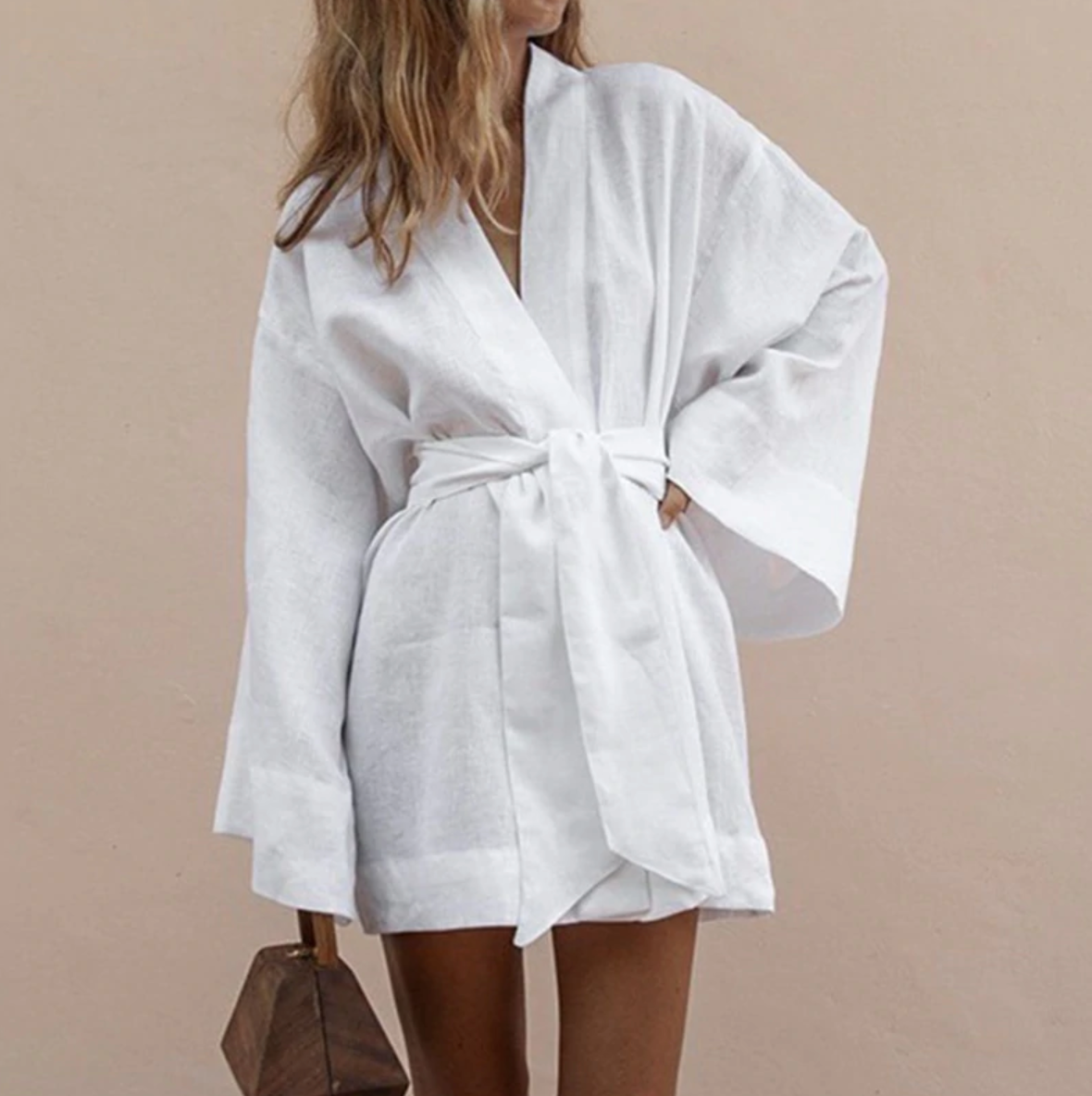 Street-wave Luxe Kimono With Belt For Women Soft Breathable Fabric For Elegant Everyday Wear