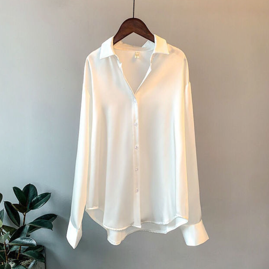 Street Wave Taylor Women's Loose Fit Satin Button Down Blouse