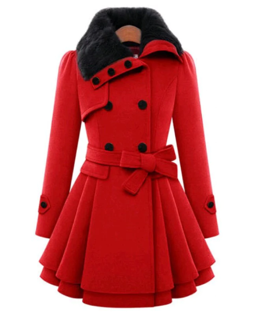 Street-wave Wool Blend Coat With Double Breasted Design And Belt Flattering Fit For Women