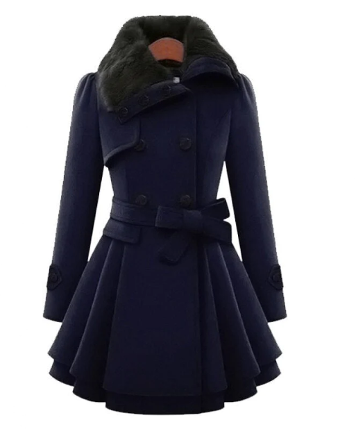 Street-wave Wool Blend Coat With Double Breasted Design And Belt Flattering Fit For Women
