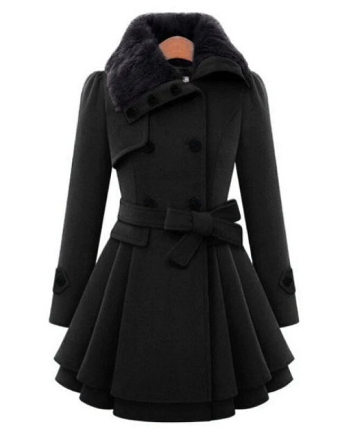 Street-wave Wool Blend Coat With Double Breasted Design And Belt Flattering Fit For Women