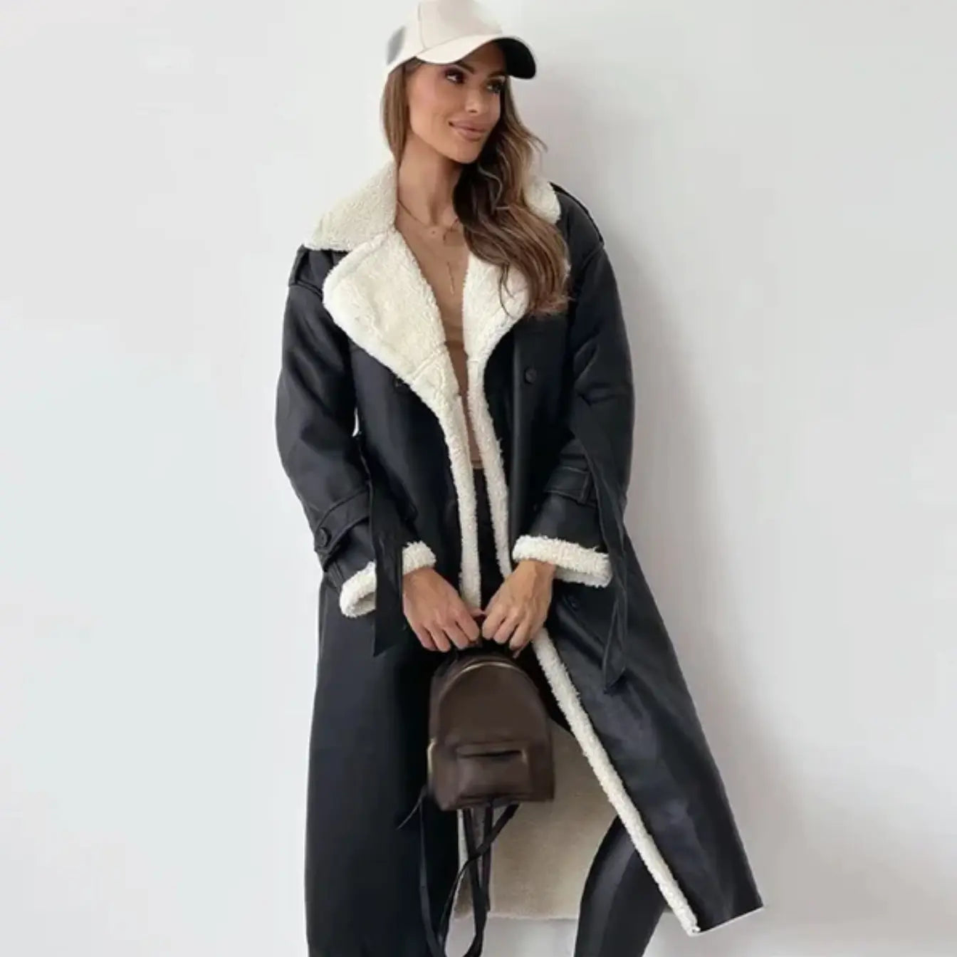 Streetwave Long Shearling Coat With Fleece Lining And Teddy Collar For Women Luxurious Warmth And Timeless Style