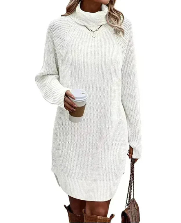 Street-Wave Knitted Sweater Dress With Turtleneck For Women Cozy Chic Knit Dress