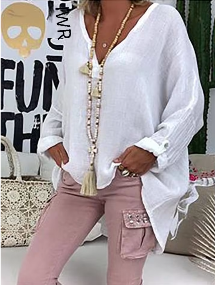 Women's Oversized Blouse with Lightweight Fabric and Relaxed Fit
