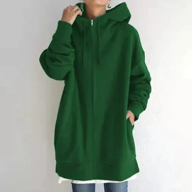 Street-Wave Women's Zip Hoodie Cozy Oversized Winter Pullover With Front Pockets