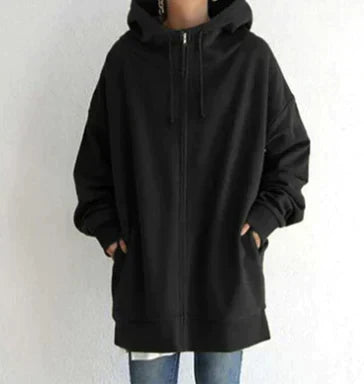Street-Wave Women's Zip Hoodie Cozy Oversized Winter Pullover With Front Pockets