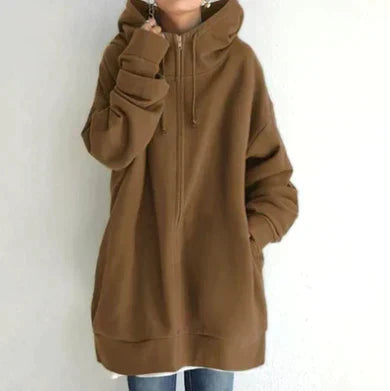 Street-Wave Women's Zip Hoodie Cozy Oversized Winter Pullover With Front Pockets