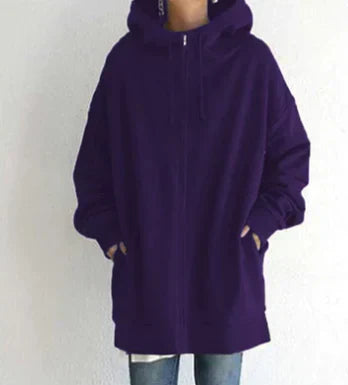 Street-Wave Women's Zip Hoodie Cozy Oversized Winter Pullover With Front Pockets