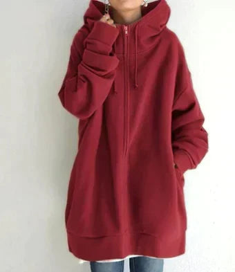 Street-Wave Women's Zip Hoodie Cozy Oversized Winter Pullover With Front Pockets