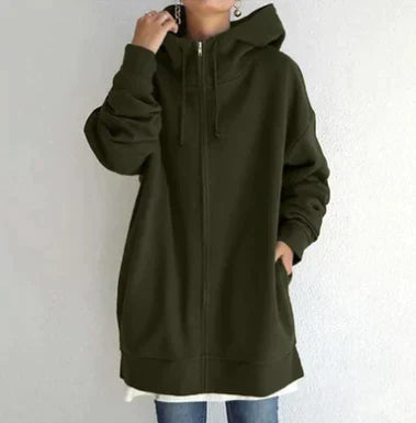 Street-Wave Women's Zip Hoodie Cozy Oversized Winter Pullover With Front Pockets