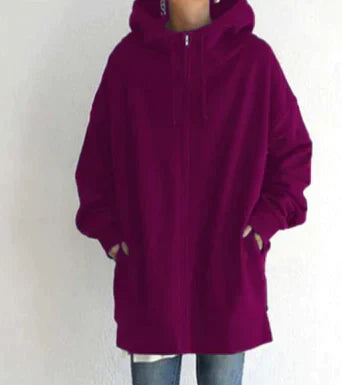 Street-Wave Women's Zip Hoodie Cozy Oversized Winter Pullover With Front Pockets