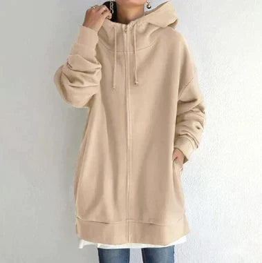 Street-Wave Women's Zip Hoodie Cozy Oversized Winter Pullover With Front Pockets