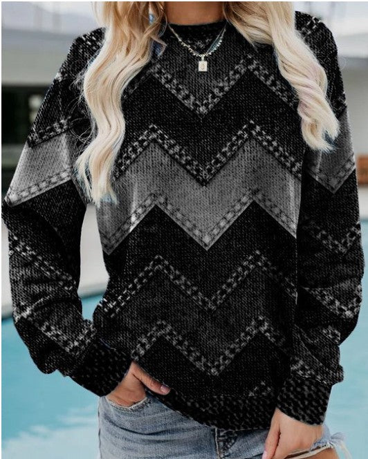 Streetwave Zigzag Sweatshirt For Everyday Comfort Unisex Casual Knit Fashion Soft Cozy Versatile Wardrobe Essential