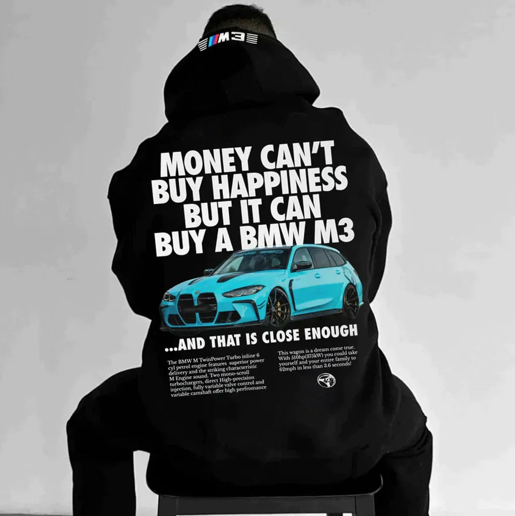 Street-Wave Oversized Racing Hoodie With Car Blueprint Graphic For Car Enthusiasts And Streetwear Fans