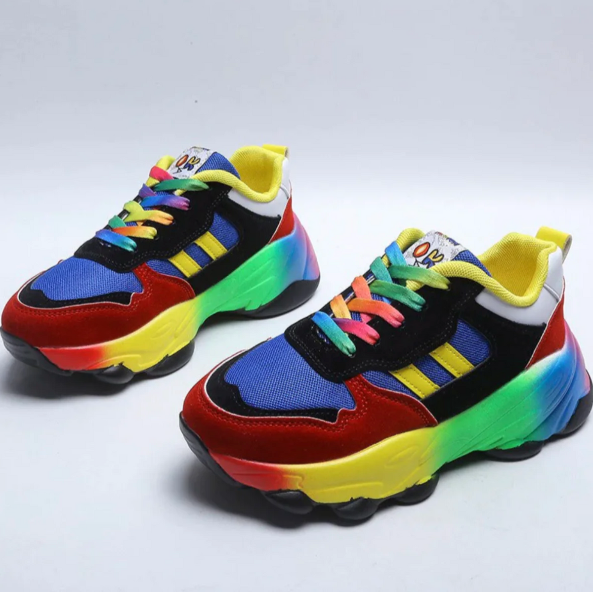Street-wave Women's Orthopedic Sneakers for Everyday Comfort and Support Vibrant Rainbow