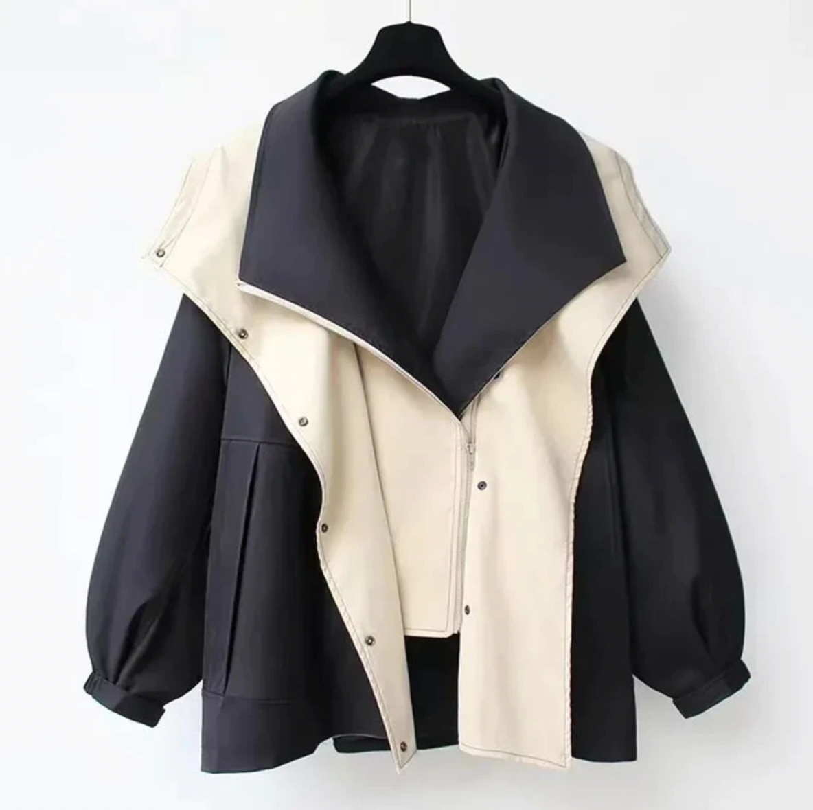Street Wave Lightweight Olive Green Hooded Jacket With Two Tone Collar For Everyday Wear