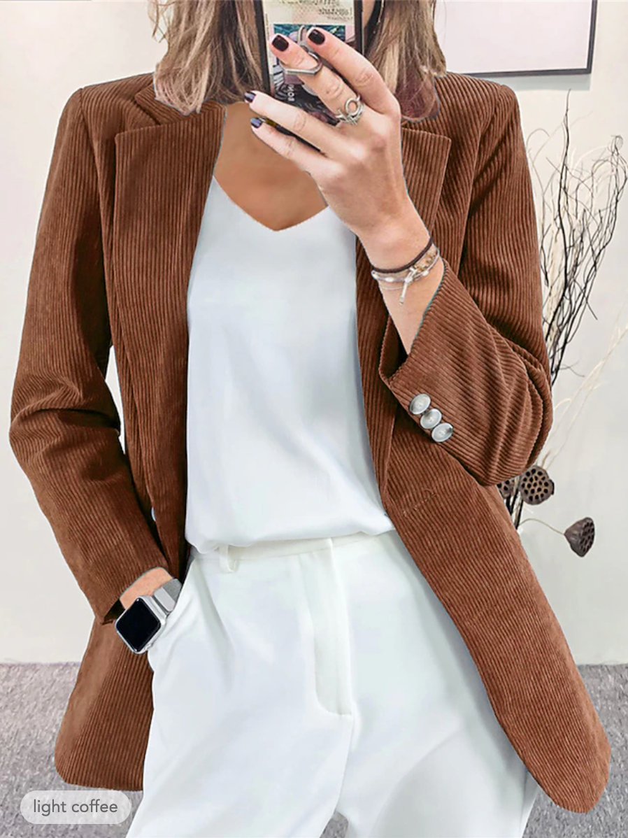 Streetwave Corduroy Blazer For Women Formal Office Jacket With Elegant Texture And Comfort