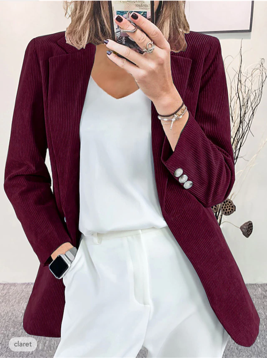 Streetwave Corduroy Blazer For Women Formal Office Jacket With Elegant Texture And Comfort