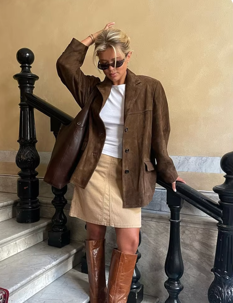 Street-wave Brown Suede Jacket For Modern Professionals Timeless Style And All Day Comfort In Transitional Weather