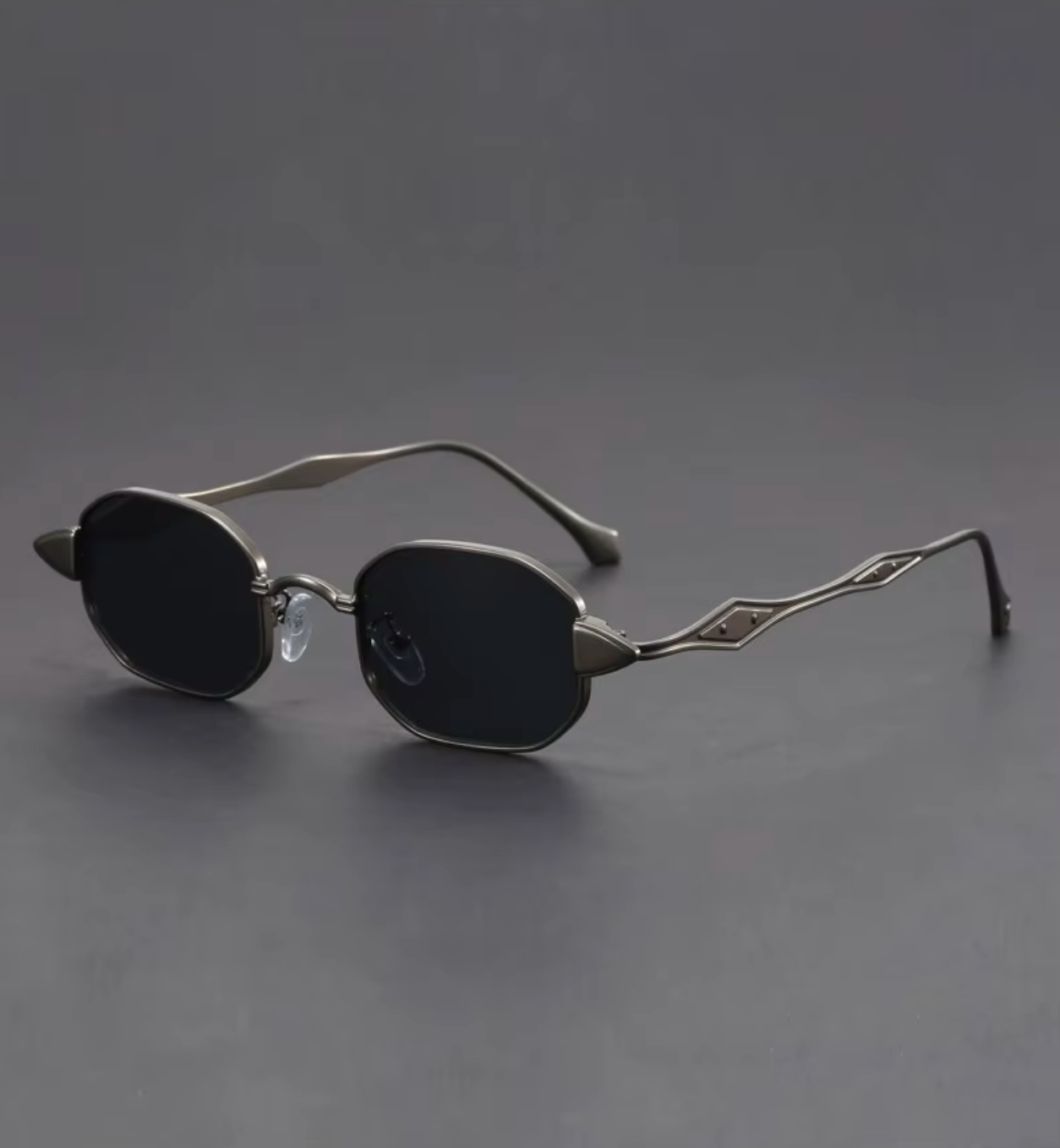 Aurelian Gold Rectangular Metal Sunglasses With UV400 Protection Lightweight Frame