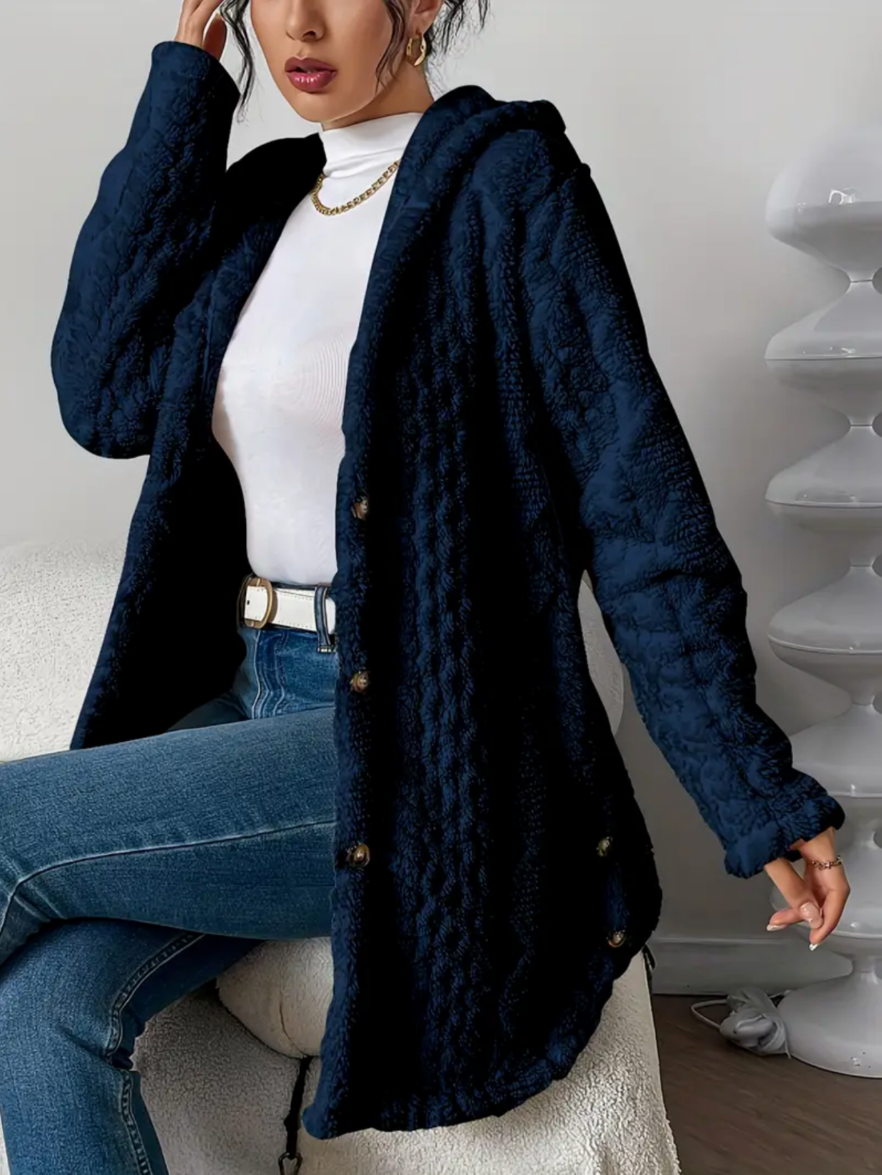 Street-Wave Plus Size Oversized Teddy Vest With Hood For Women Cozy Plush Outerwear