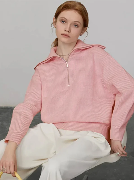 Street-Wave Womens Wool Knit Pullover Sweater Relaxed Fit