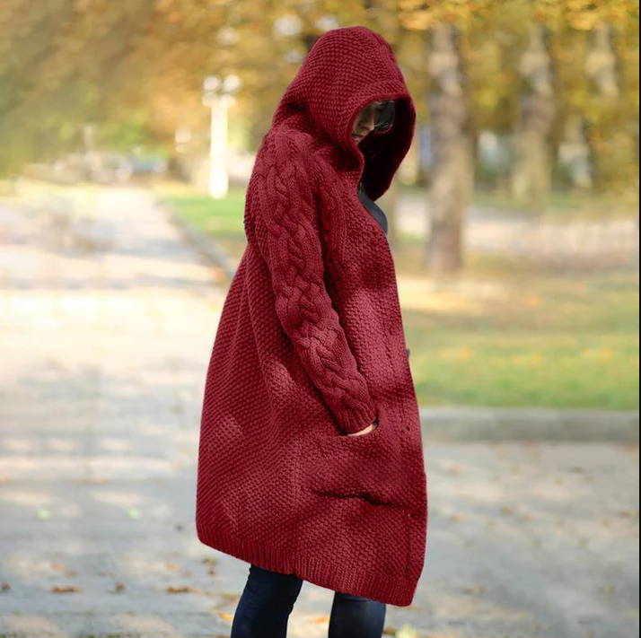 Street-Wave Hooded Long Women Coat For Warmth And Style Durable Easy Care Outerwear